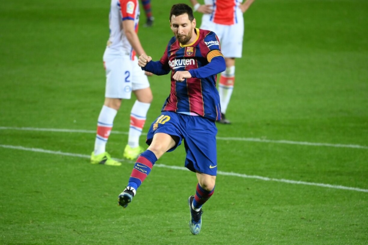 L'attaquant argentin de Barcelone, Lionel Messi, auteur d'un doublé lors du match de Liga contre le Deportivo Alavés, au Camp Nou, le 13 février 2021