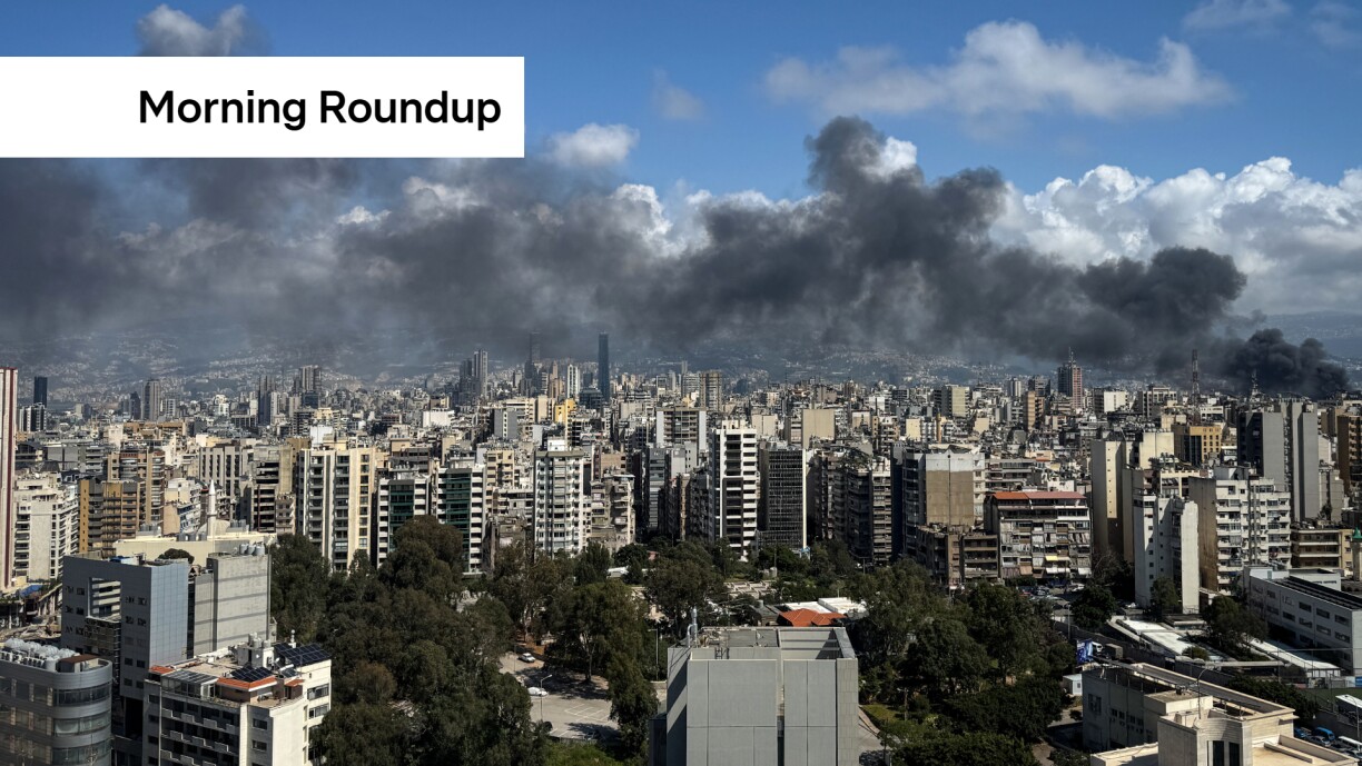 Smoke rises from the site of an Israeli strike that targeted an area in Beirut on April 8, 2026.