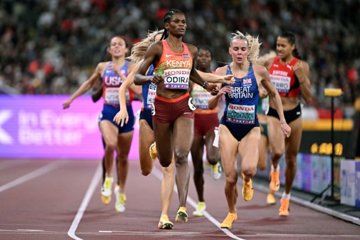 Lilian Odira ran the perfect race to defeat Olympic champion Keely Hodgkinson in the women's 800 metres at the world championships, leaving the Briton in bronze medal position