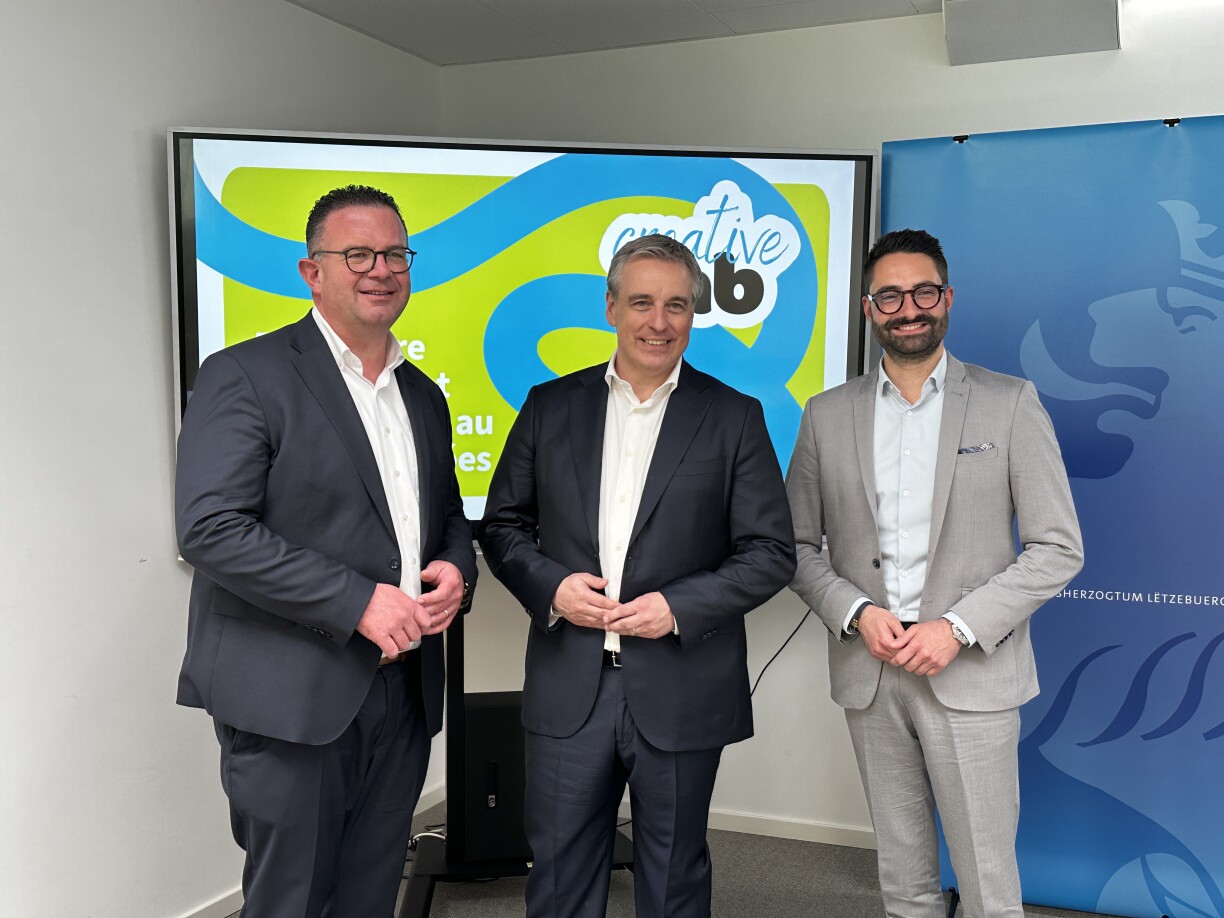 Vu lénks no riets: Gilles Lacour, Kommissär fir musikalesch Educatioun, Claude Meisch, Educatiounsminister an Eric Thill, Kulturminister.