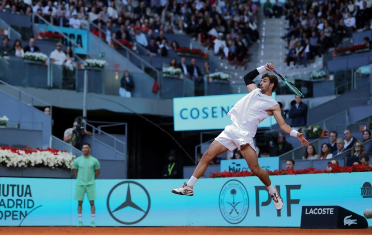 Lorenzo Musetti during his Madrid Masters semi-final with Jack Draper
