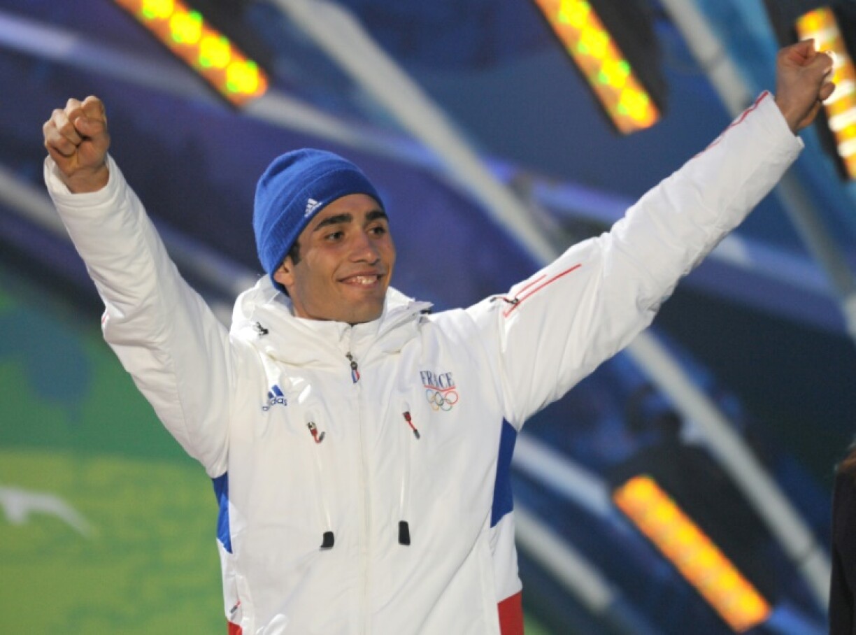 France's Martin Fourcade after winning silver in the men's Biathlon 15km mass start at the Vancouver Winter Olympics on February 21, 2010