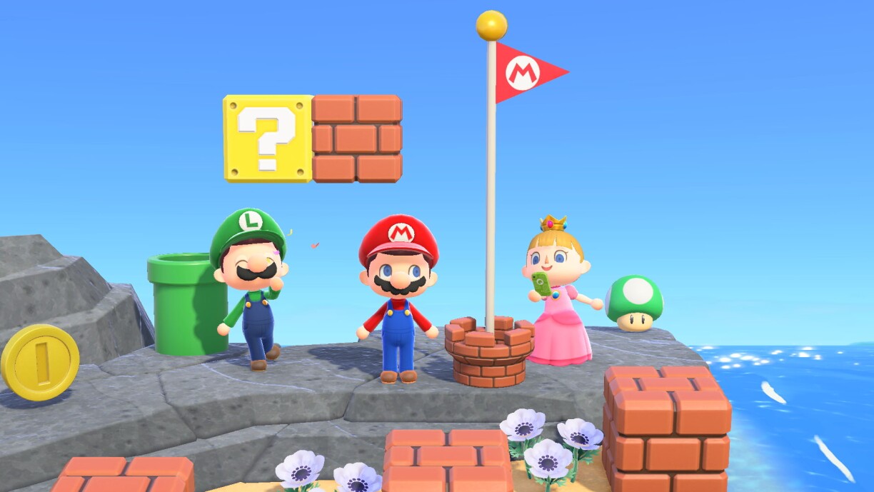 Depuis le 1er mars, plusieurs objets Super Mario Bros sont disponibles dans Animal Crossing: New Horizons grâce à la mise à jour du 25 février. On peut, par exemple, placer des tuyaux sur une île pour voyager rapidement d'un endroit à un autre.