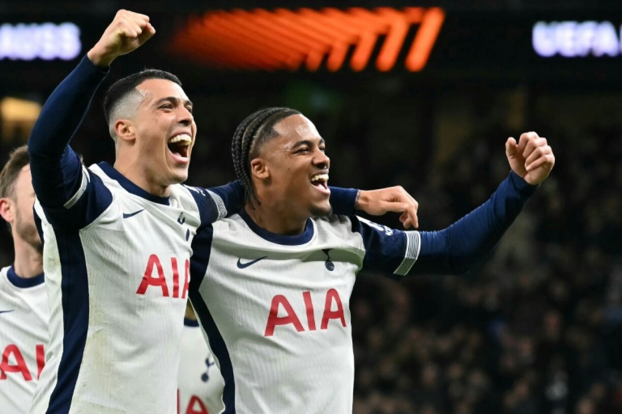Wilson Odobert (right) scored twice as Tottenham reached the Europa League quarter-finals