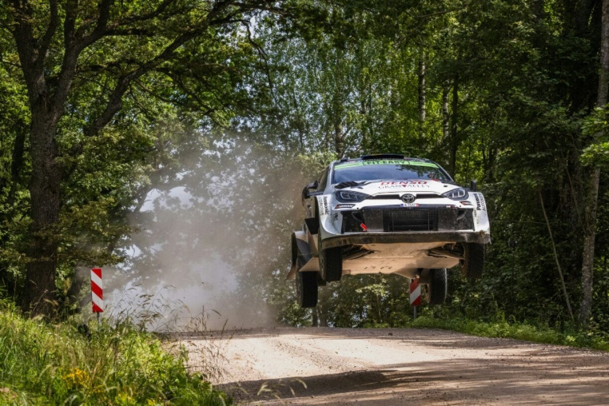 Lift off for Oliver Solberg in his first ever WRC event in Estonia