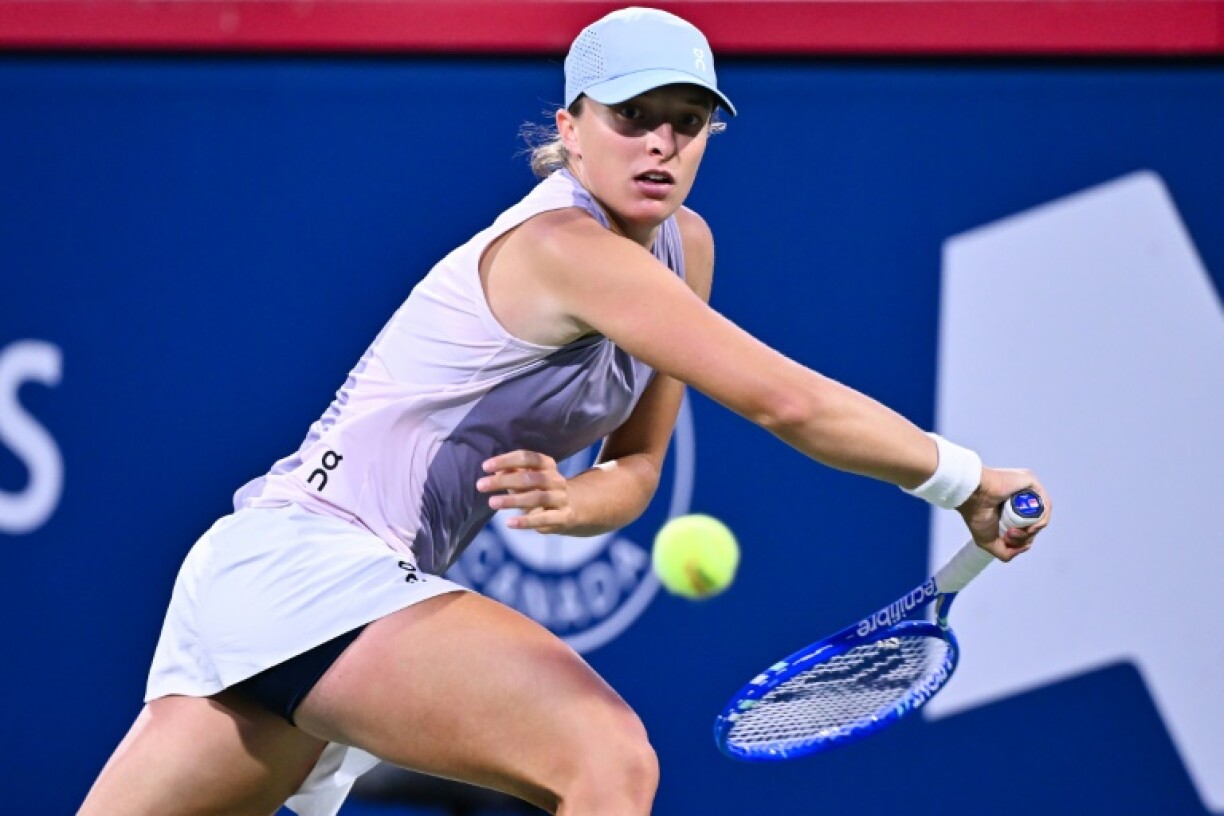 Second-seeded Iga Swiatek of Poland on the way to a third-round victory over German Eva Lys at the WTA Canadian Open in Montreal