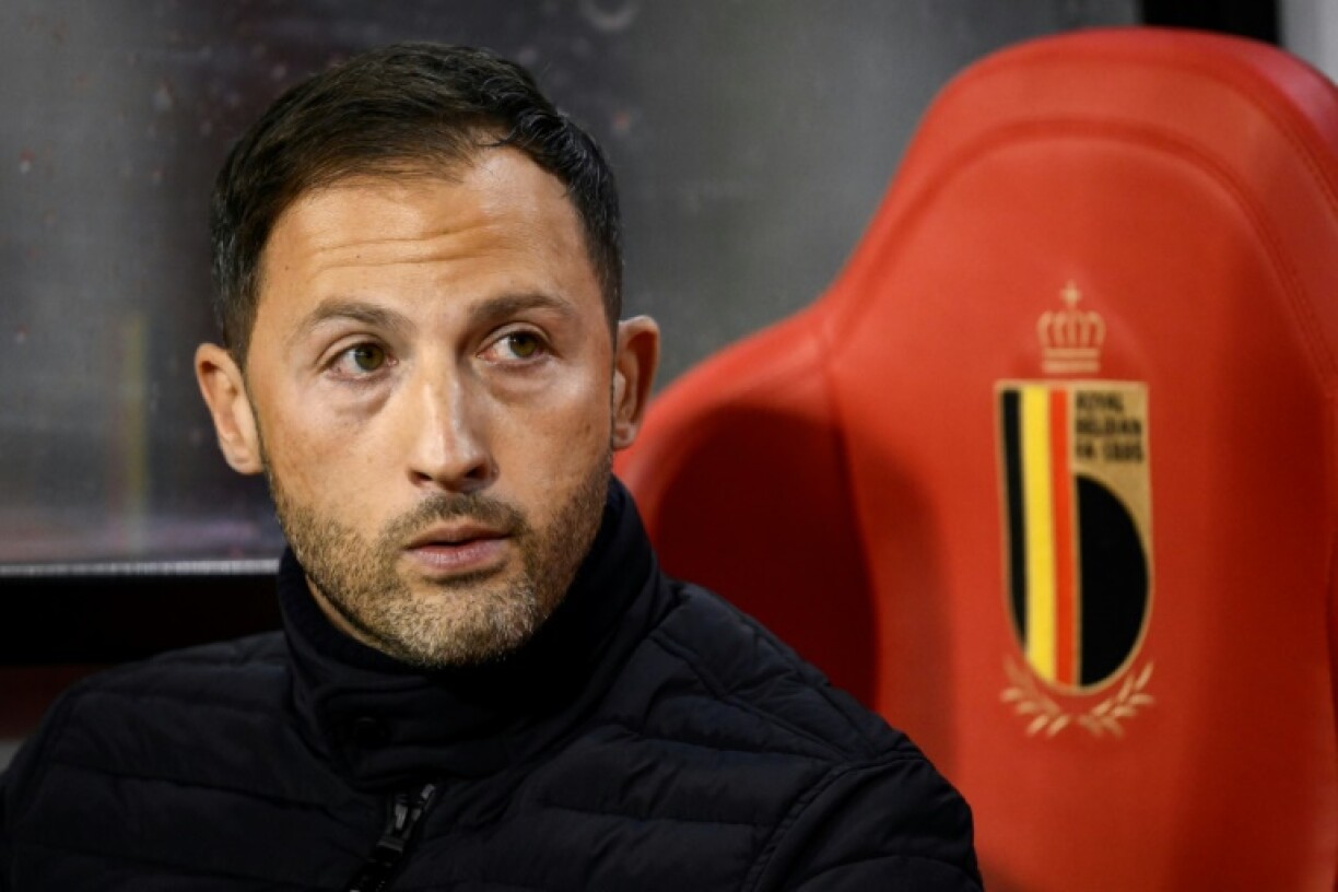 Hot seat: Domenico Tedesco watching his Belgium team lose at home to France in the Nations League in October