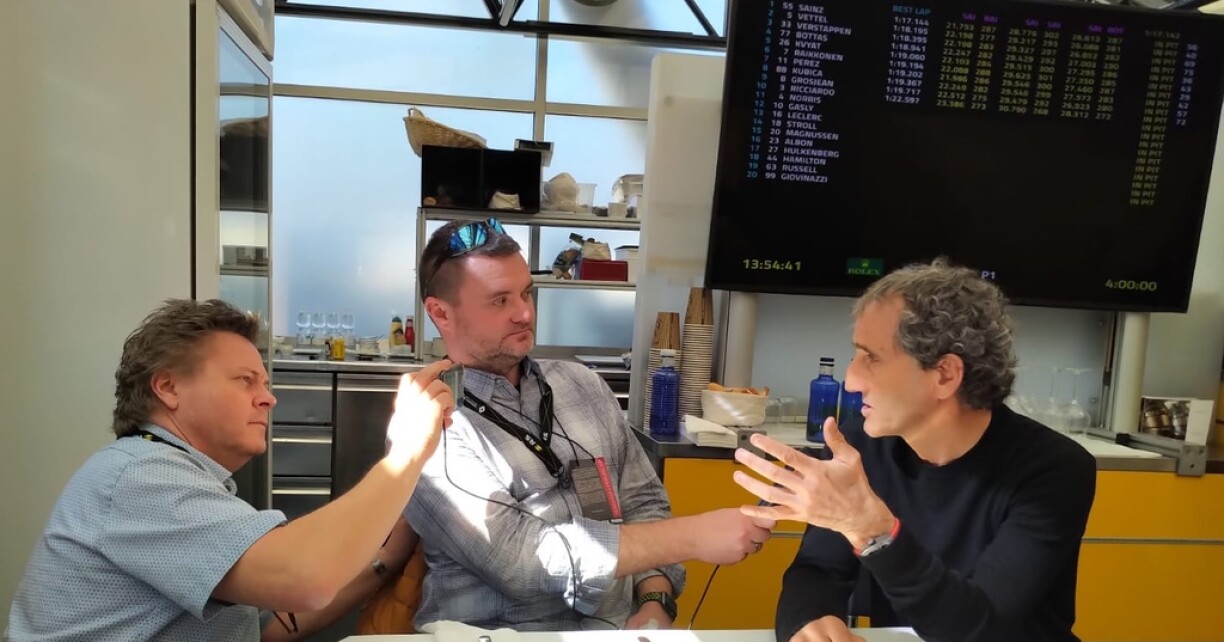 Den Alain Prost am RTL-Interview beim Franky Hippert an Didier Weber.