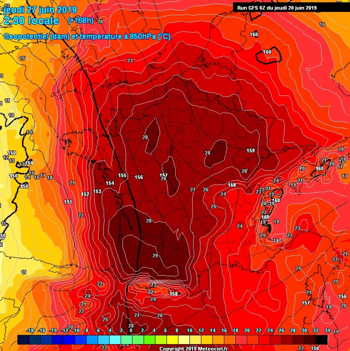 Les prévisions de Meteociel pour le 27 juin ont pris la forme d'un tête de mort.