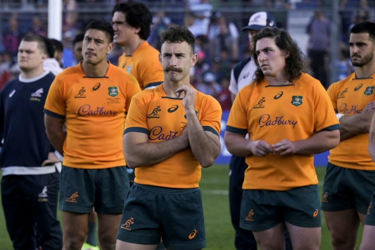 La déception des Australiens après la large défaite contre les Argentins, le 13 août 2022 à San Juan