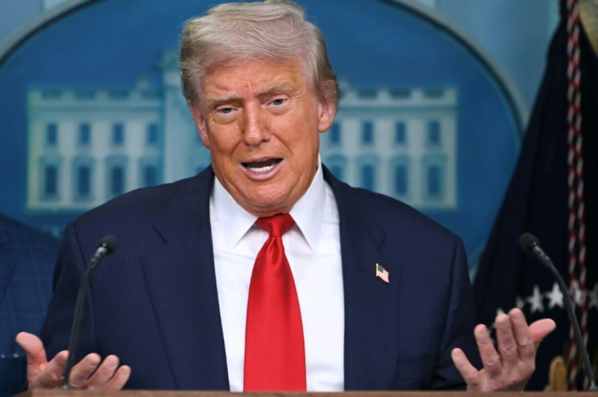 US President Donald Trump speaks during a news conference at the White House on August 11, 2025