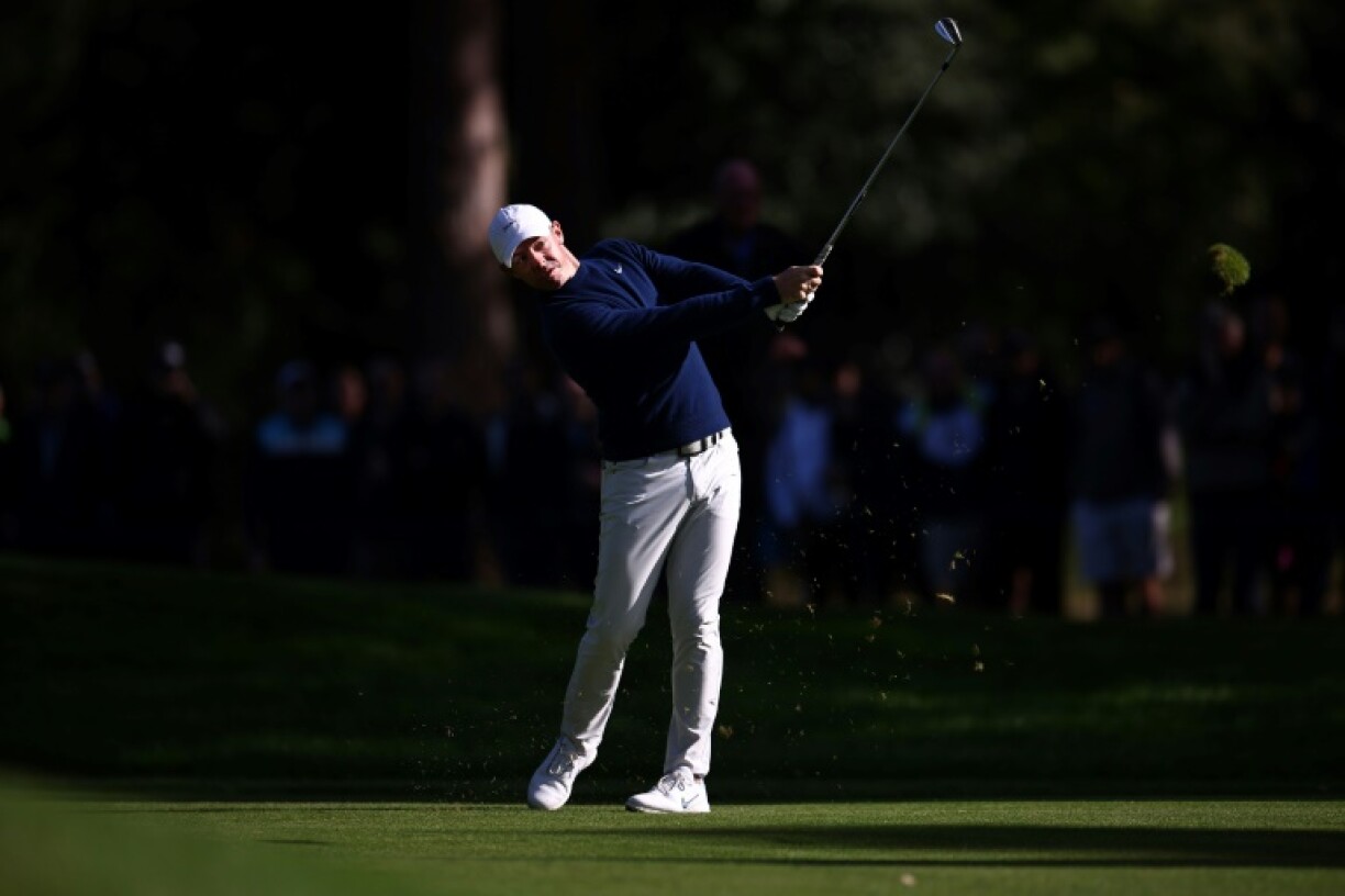 Northern Ireland's Rory McIlroy in action on the opening day of the European PGA Championship at Wentworth Golf Club, southwest of London