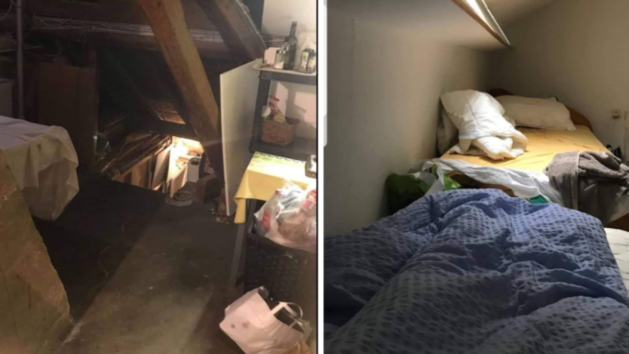 Une chambre installée sous plafond dans une résidence située à Vianden