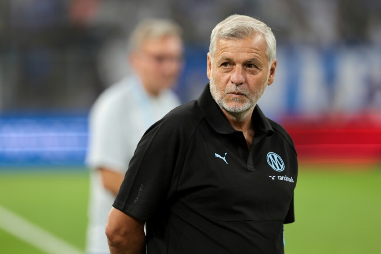 L'entraîneur de l'OM Bruno Genesio au stade Vélodrome de Marseille le 21 août 2026 en France