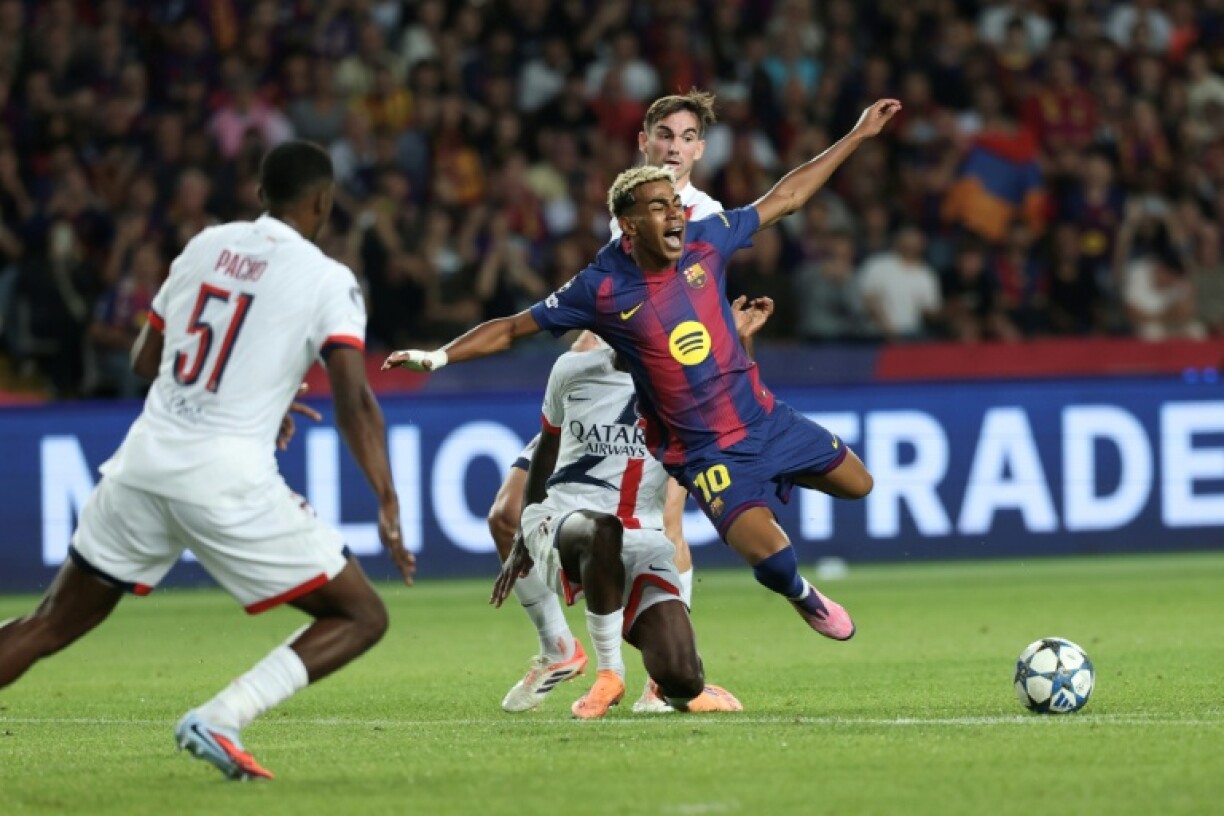 Barcelona's Spanish forward Lamine Yamal is struggling with a groin injury, which Hansi Flick said is a tricky one to predict when he will recover from