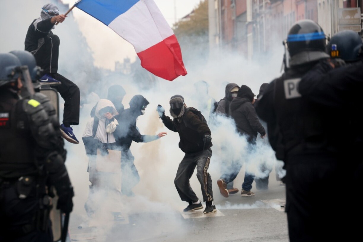 Police fired tear gas against protesters in several cities, including in Lille