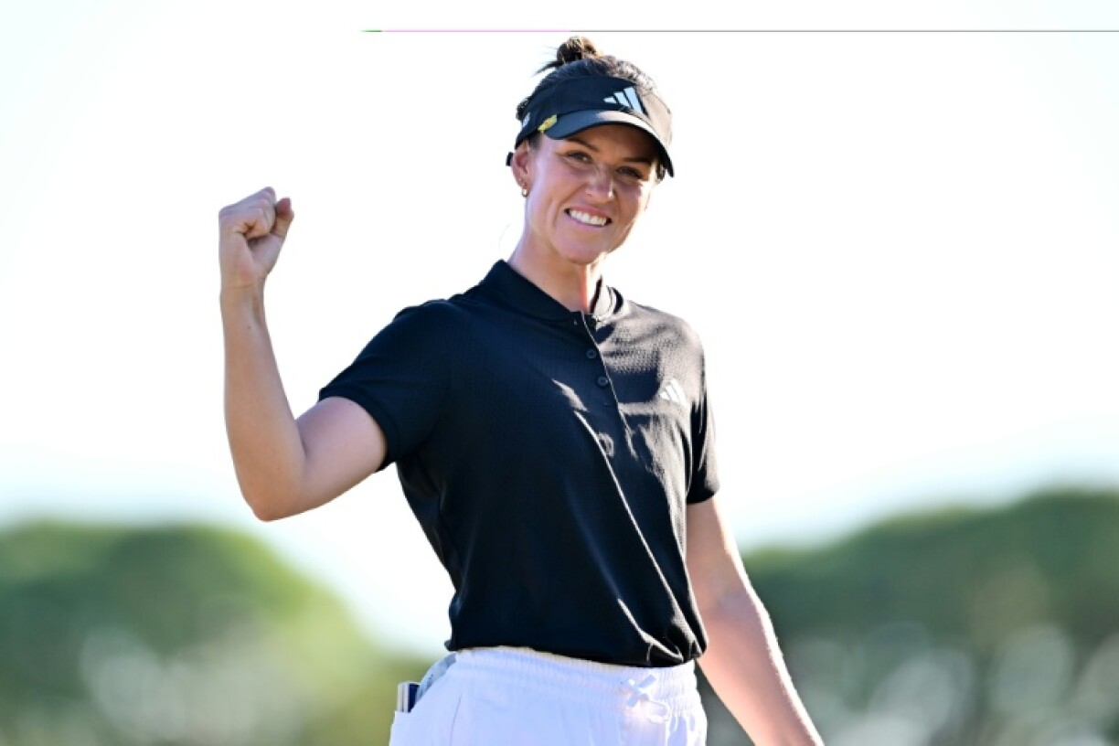 Sweden's Linn Grant reacts after making her final putt to win the LPGA Annika tournament