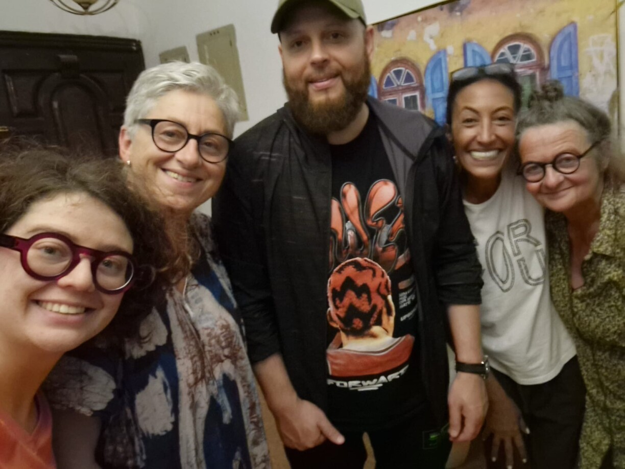 From left to right: Maya Garman, Mira Pinzi, Samuel Taqui, Lalla Zeinab Bouanani, and Georgette Hein in Cairo.