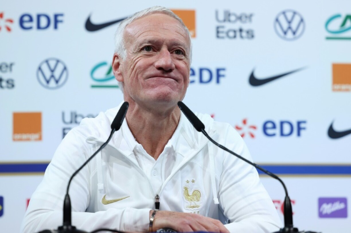 Le sélectionneur des Bleus Didier Deschamps lors d'un point presse au centre du football de Clairefontaine, le 20 mars 2023