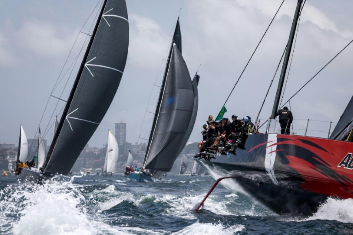 Yacht Comanche (R) is set to challenge for line honours again in the Sydney to Hobart blue water classic
