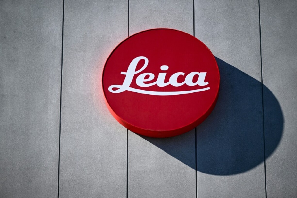 The Leica logo pictured at the Leica museum in Wetzlar, north of Frankfurt