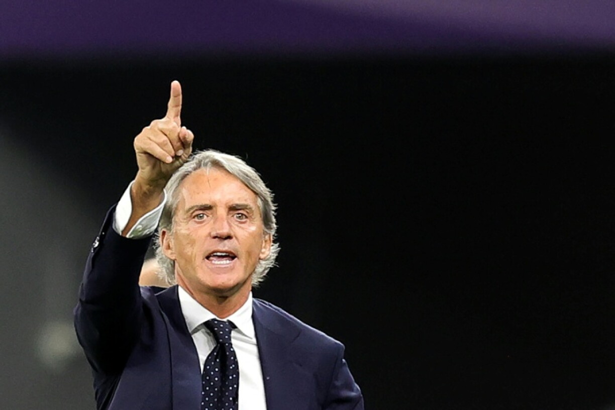 L'Italien Roberto Mancini, alors sélectionneur de l'Arabie saoudite, lors d'une match fac à la Corée du Sud, le 30 janvier 2024 à Doha
