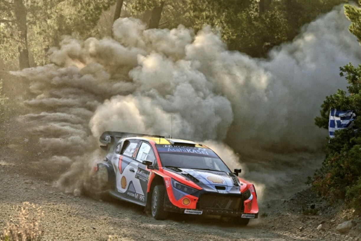 Ott Tanak stirring up a cloud of dust in Greece on Friday