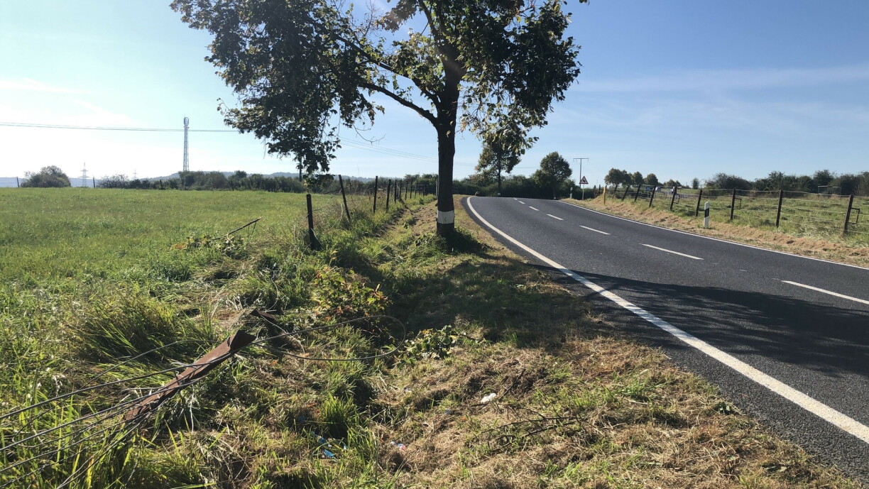 Lieu de l'accident du 22 septembre 2021 sur le CR 169 entre Pontpierre et Foetz.