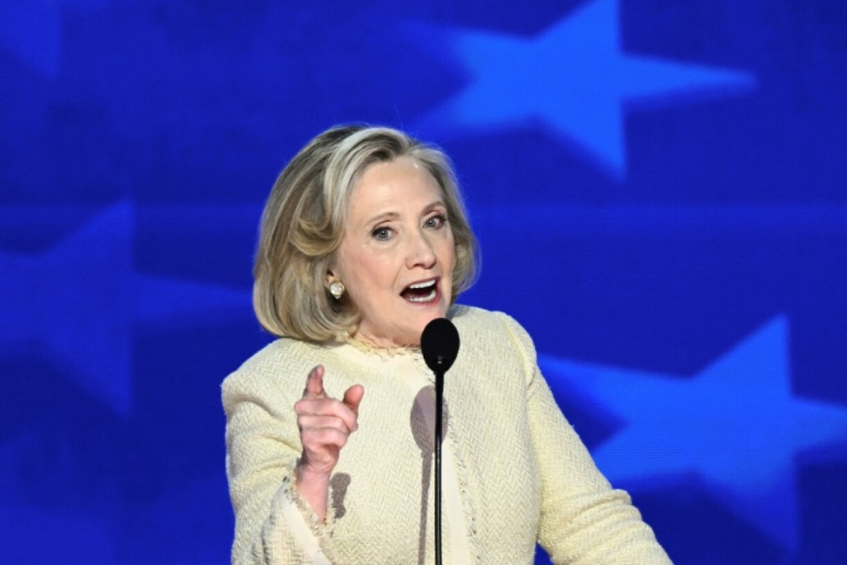 L'ancienne secrétaire d'Etat américaine Hillary Clinton lors d'un discours à la convention démocrate à Chicago, le 19 août 2024
