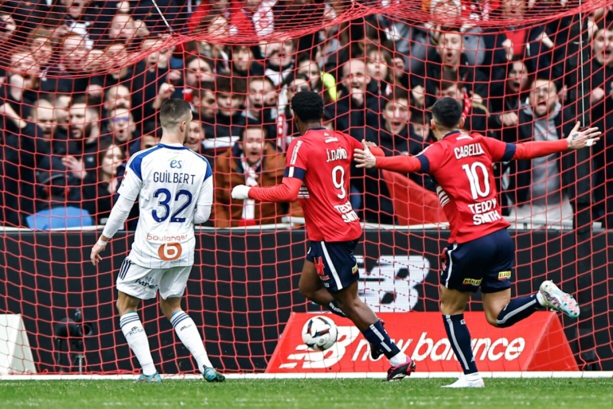 L'attaquant canadien Jonathan David, auteur d'un oublé face à Strasbourg, le 12 février 2023 au stade Pierre-Mauroy