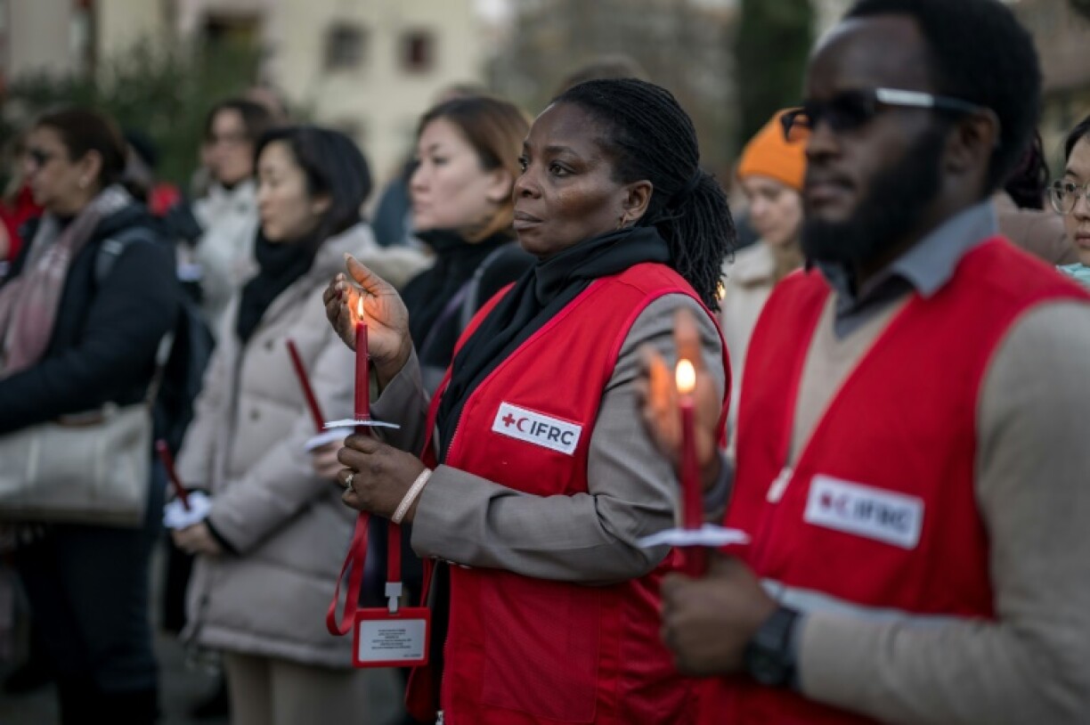 The vigil took place outside the IFRC's headquarters in Geneva
