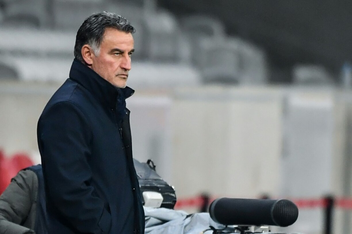 L'entraîneur de Lille, Christophe Galtier, lors du match de groupes de la Ligue Europa à domicile contre l'AC Milan, le 26 novembre 2020