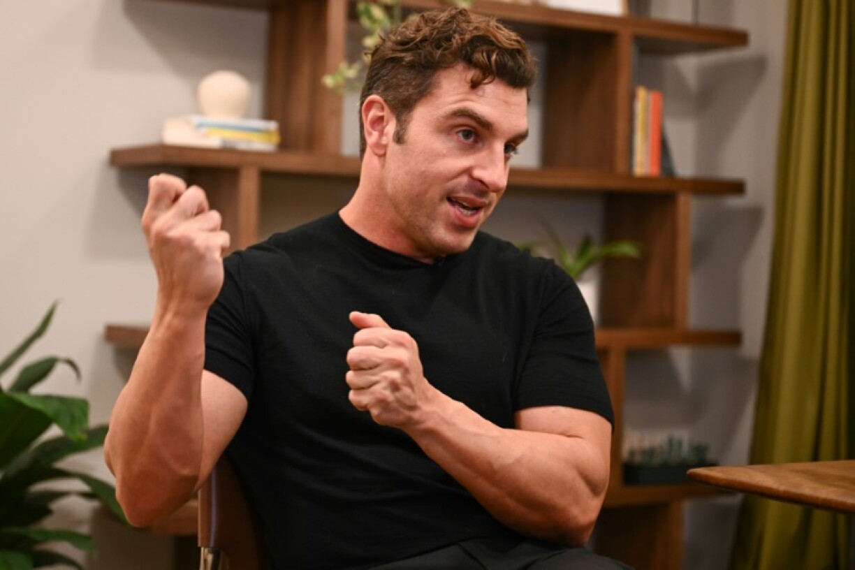 Airbnb boss Brian Chesky talks about his new home services offering during an interview with AFP in Los Angeles