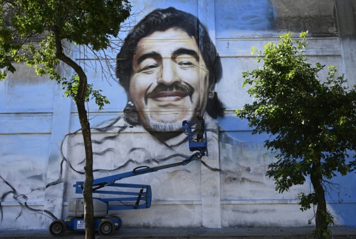 An artist's representation of Diega Maradona in Buenos Aires, Argentina.
