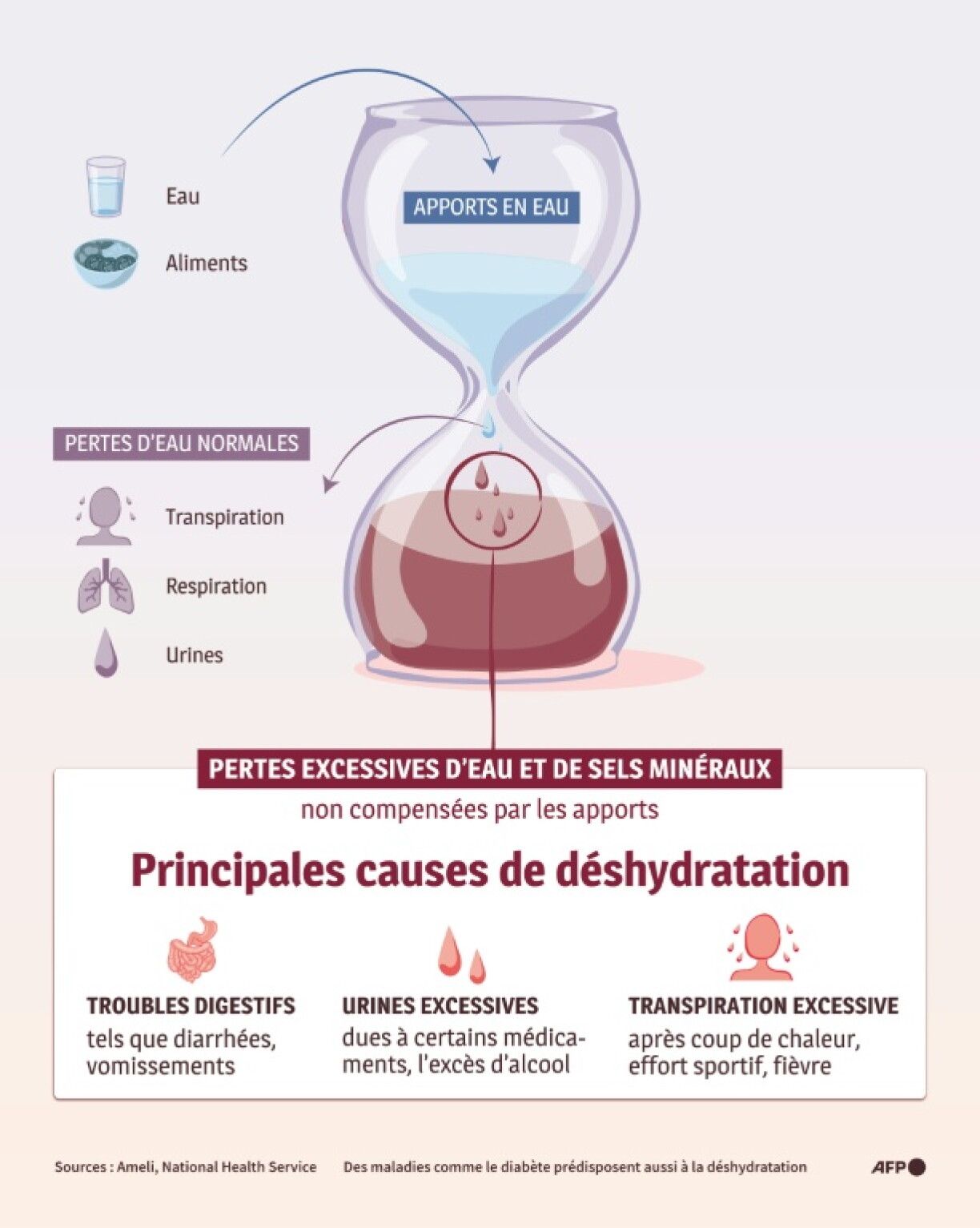 Principales causes de déshydratation