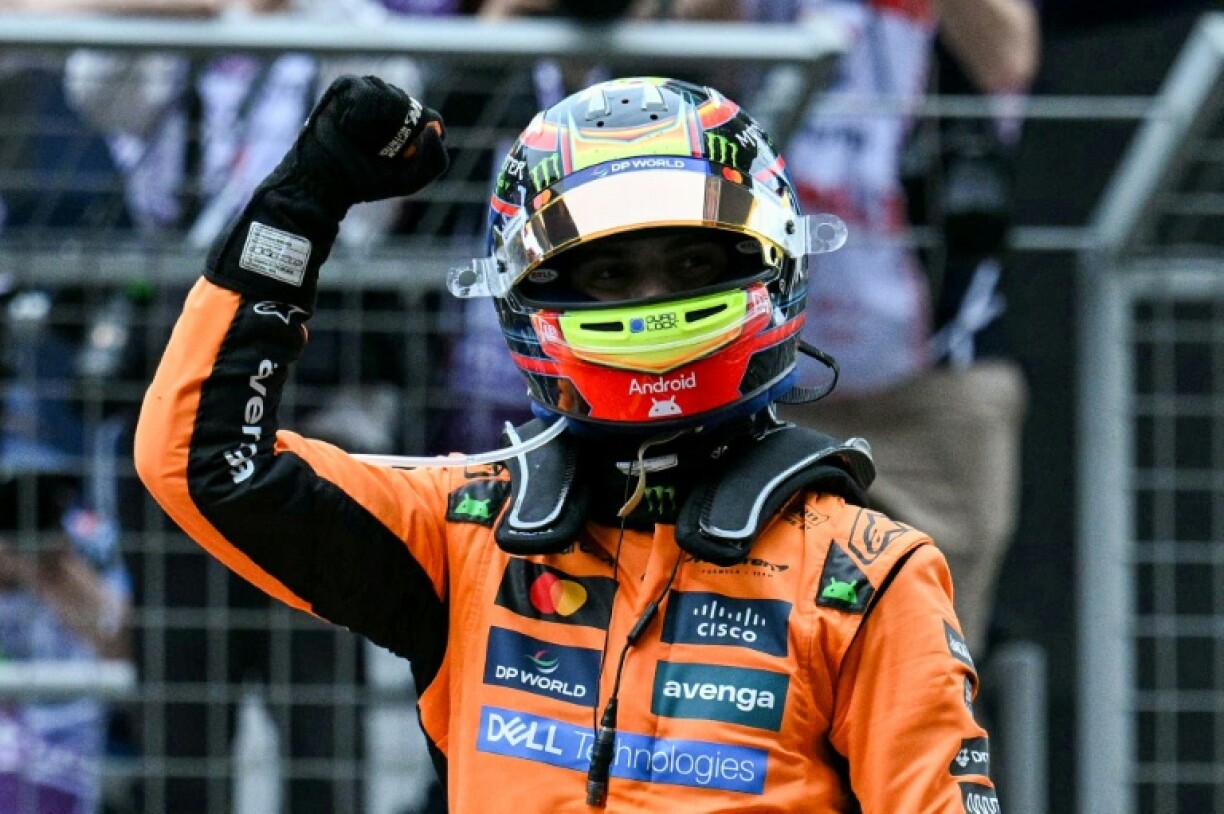 Oscar Piastri celebrates his victory at Chinese Grand Prix