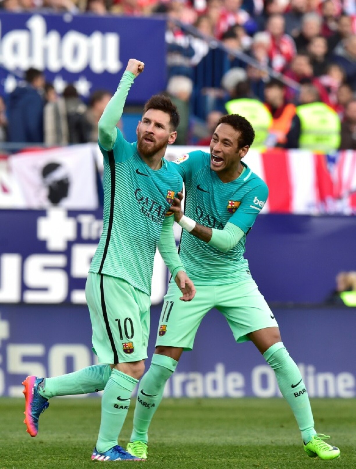 Lionel Messi et Neymar sous le maillot de Barcelone en Liga sur la pelouse de l'Atletico de Madrid le 26 février 2017