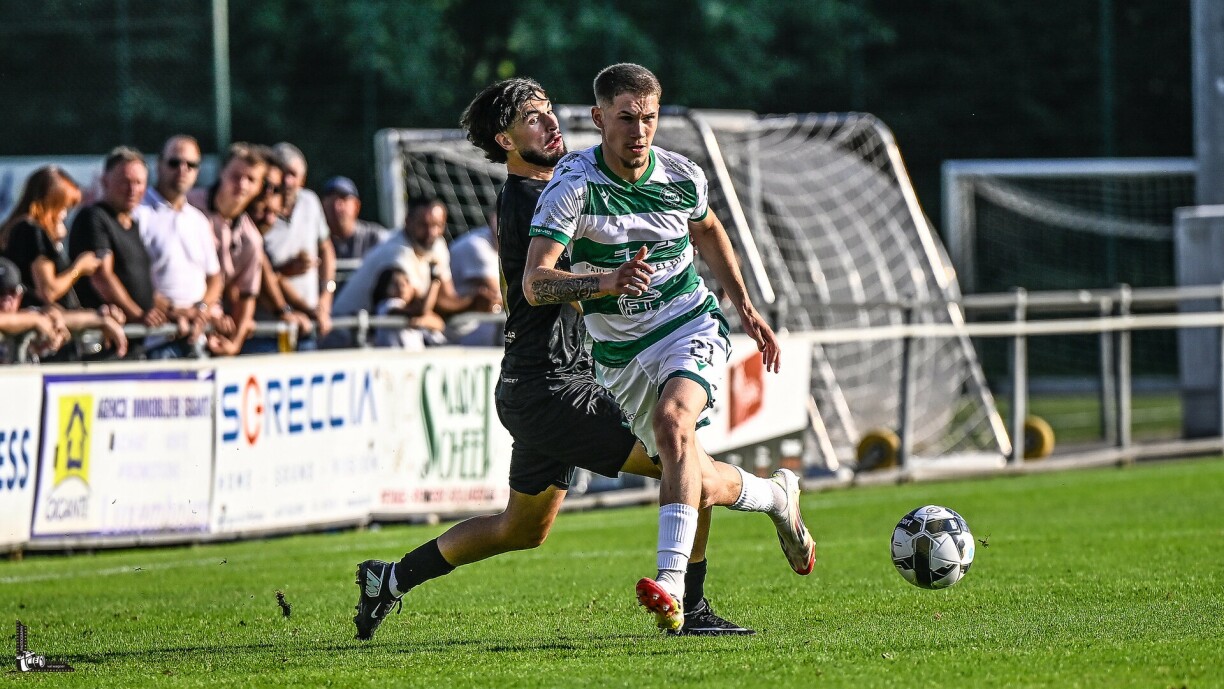 Mylan Yans prend le dessus sur Dalil Ali. Le jeune latéral hostertois s’est rappelé au bon souvenir de ses anciens coéquipiers pétangeois.