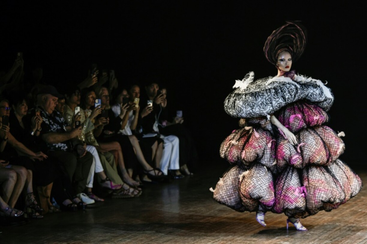 Dutch duo Viktor & Rolf's collection took humourous inspiration from 19th-century gowns