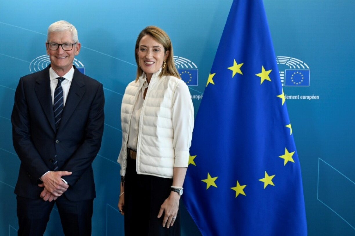 Apple executive chairman Tim Cook met European Parliament president Roberta Metsola for talks about children's safety online