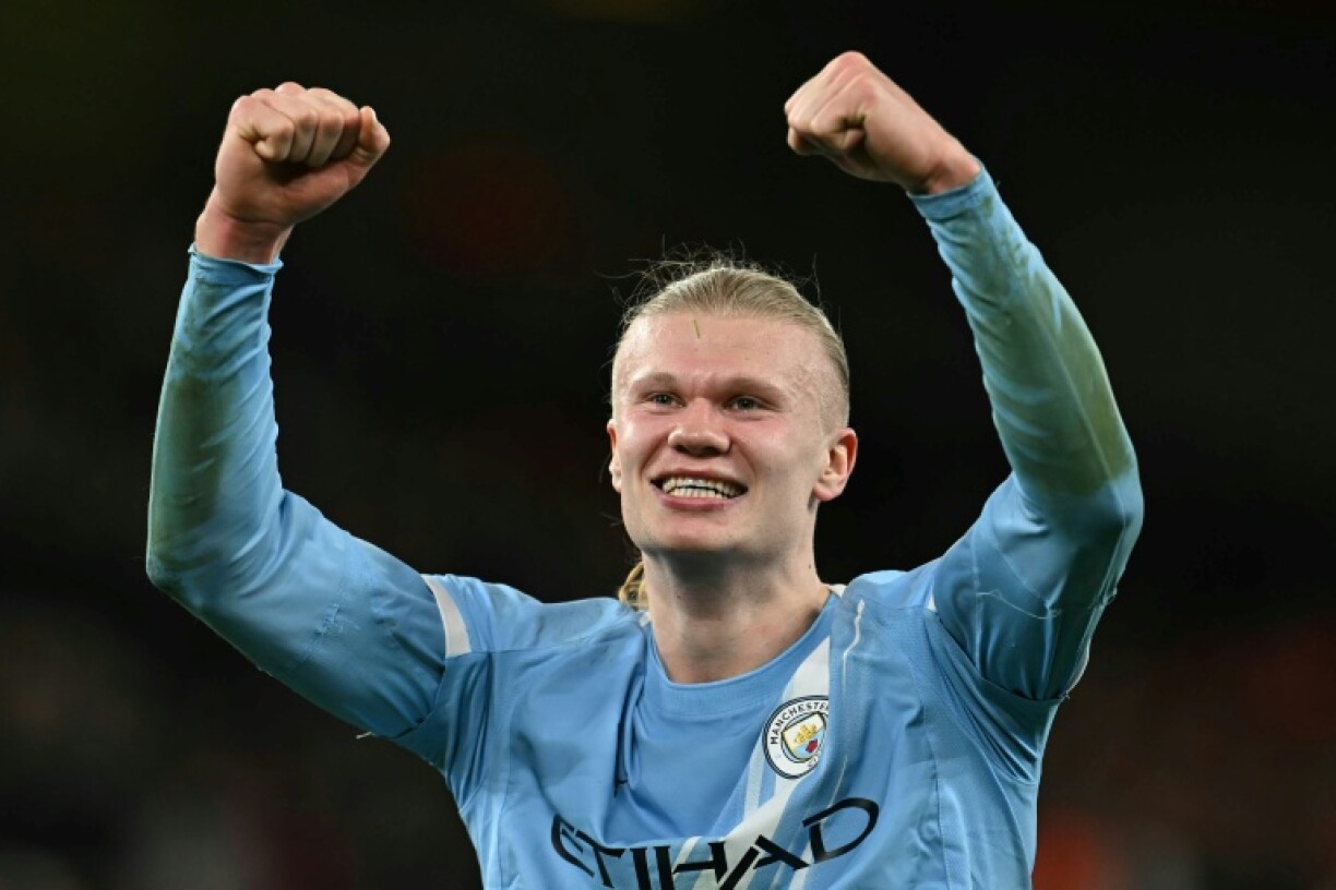 L'attaquant de Manchester City Erling Haaland célèbre la victoire à Liverpool, le 8 février 2026