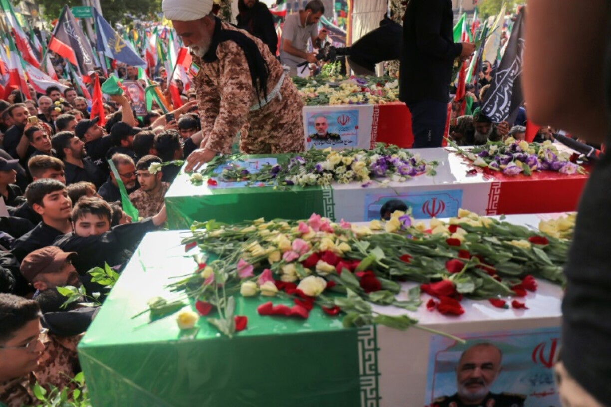 Funérailles nationales en Iran pour les hauts gradés et scientifique du nucléaire tués par Israël, le 28 juin 2025 à Téhéran