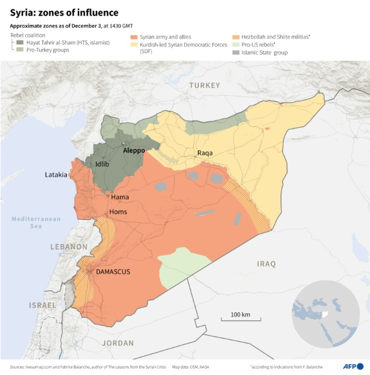 Syria: zones of influence