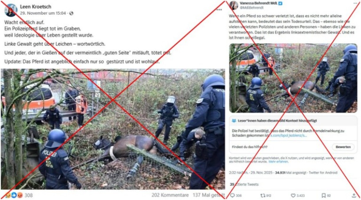 Facebook- und X-Screenshots der Behauptung, rote Kreuze von AFP hinzugefügt: 8. Dezember 2025