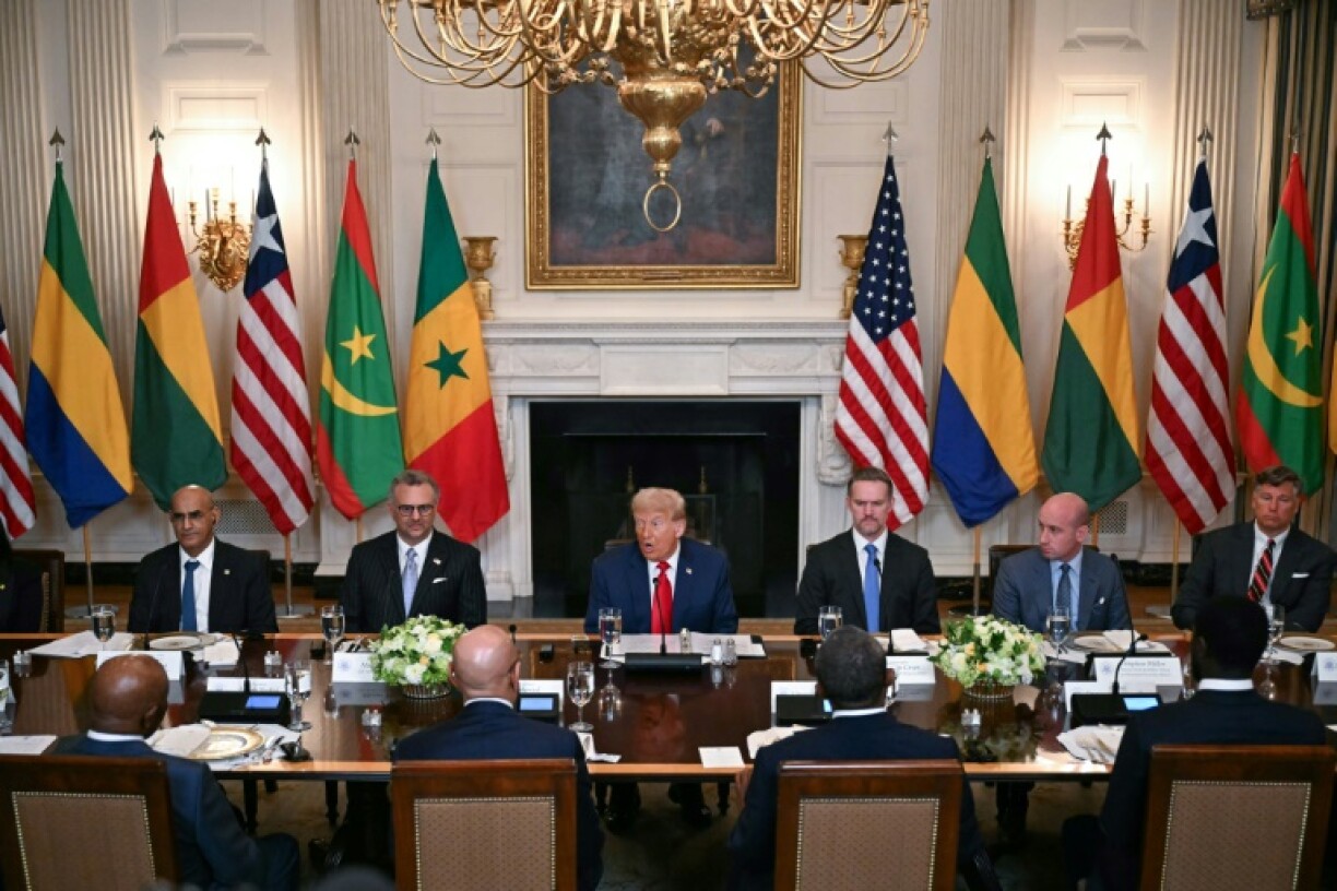 Trump hosts leaders of Senegal, Liberia, Guinea-Bissau, Mauritania and Gabon in the White House State Dining Room