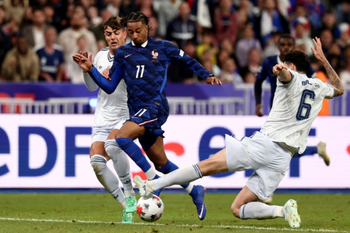 Michael Olise (C) in action for France against Italy in the UEFA Nations League on Friday. He scored France's goal in a 1-1 draw