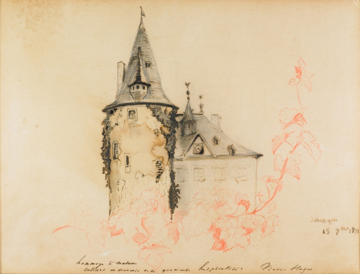 A sketch of Schengen Castle by Victor Hugo (1871).