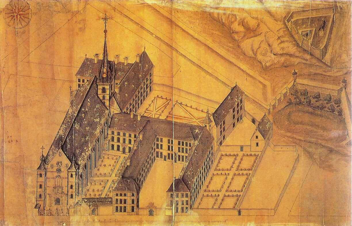 A sketch of the Jesuit College (now the Athénée) in Luxembourg from 1686