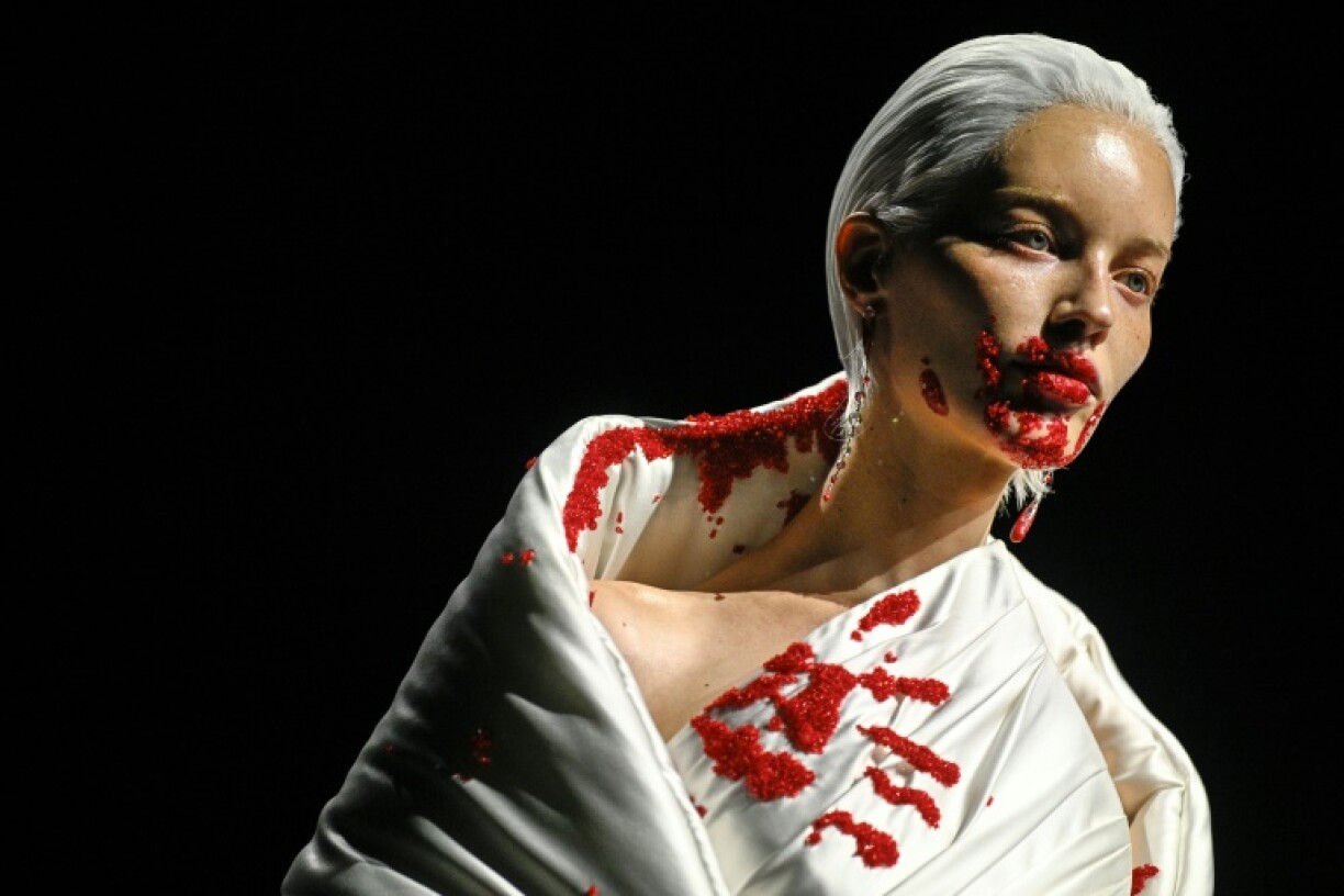 A model at Robert Wun's Haute-Couture Fall/Winter 2025-26 show