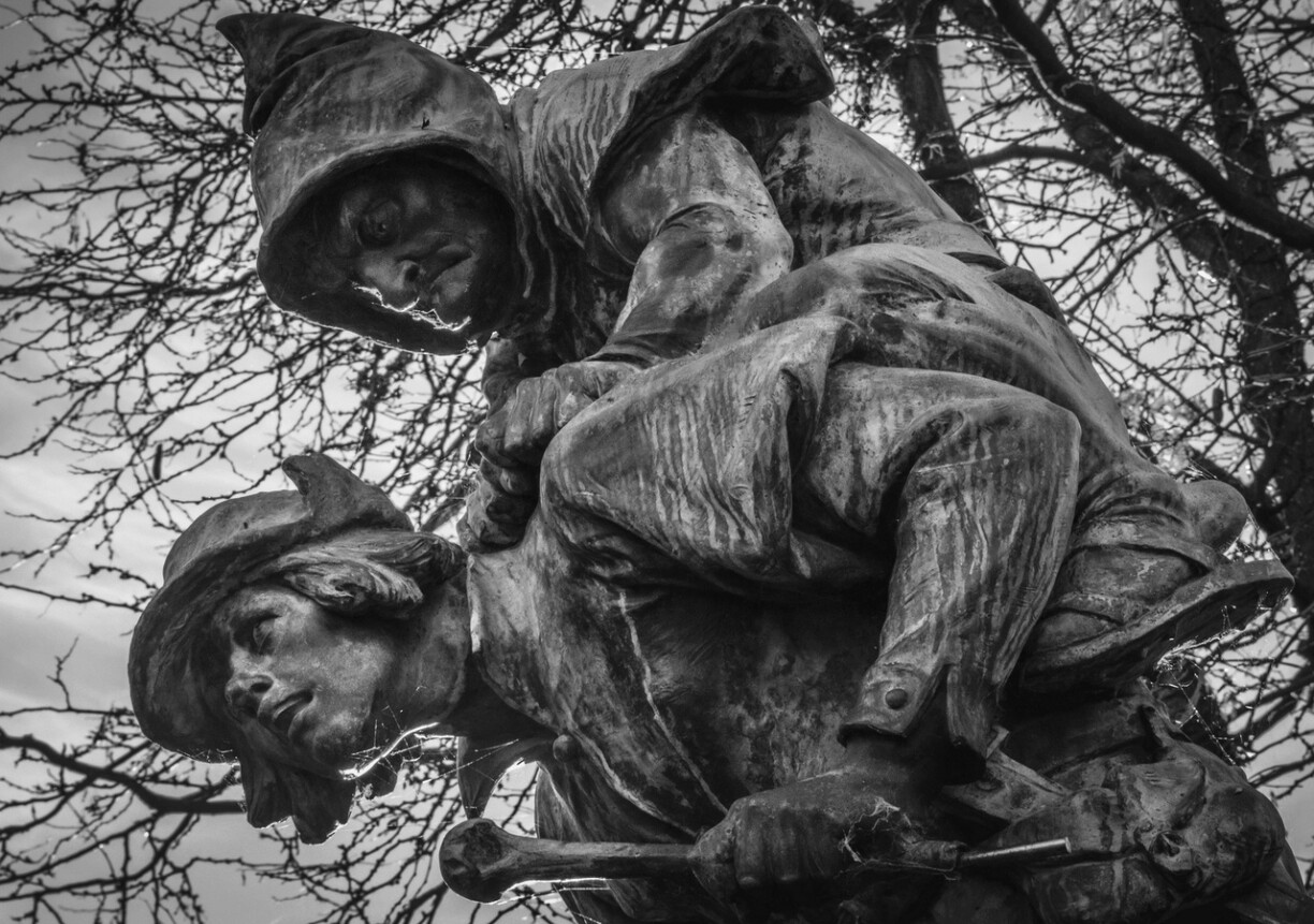 Huckup statue in Hildesheim, Germany.